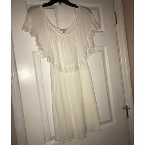 Off the shoulders cream flowey dress